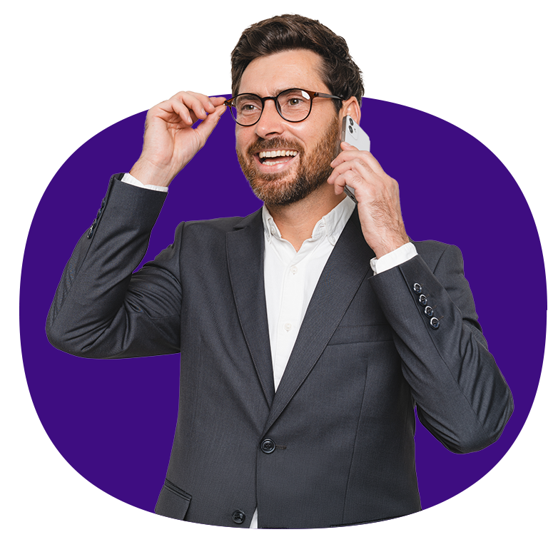 Picture of a network expert talking on a mobile phone